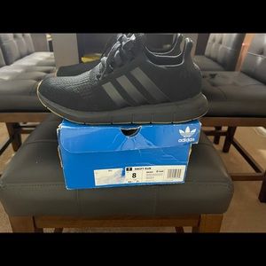 Adidas Swift Run Sneakers Black size 8 men’s fits size 9 1/2 or 10 women.
